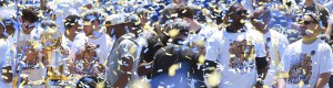 Peter Guber and the Golden State Warriors celebrate the2015 NBA Championship.